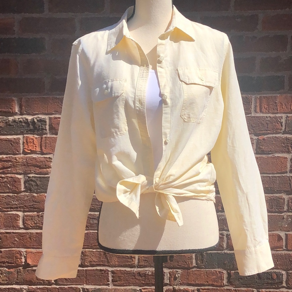 Chaps Linen Blend Button Down Sz M - image 3